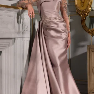 Illusion Neckline Embroidered Gown