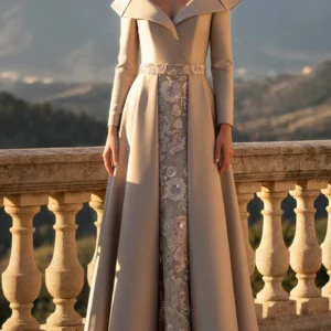 Off Shoulder Long Sleeve Mikado Gown