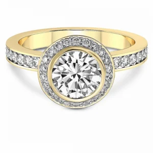 10kt Bell Dome Bezel Halo Eternity Lab Diamond Ring