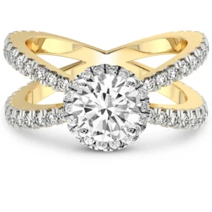 10kt Electra Criss Cross Halo Lab Diamond Ring