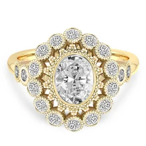 10kt Bloom Vintage Halo Lab Diamond Ring
