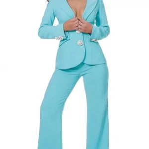 Two Piece Deep V-Neck Pantsuit